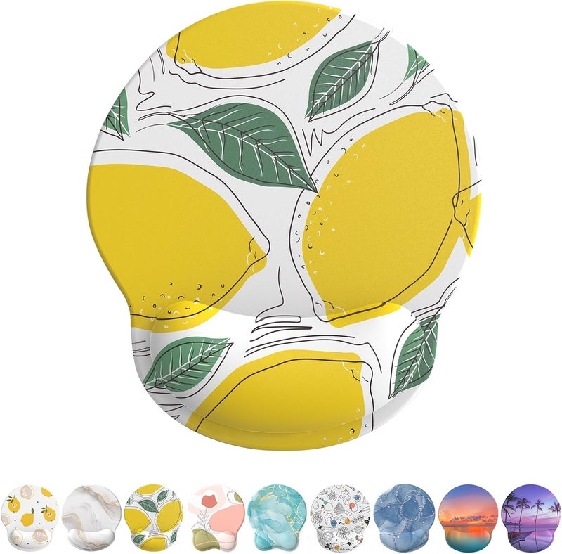 eulps Mouse Pad with Wrist Rest, Comfortable Computer Mousepad with Gel Wrist Support Smooth Surface and Non-Slip PU Base for Pain Relief, Laptop, Office & Home (Lemon) - Image 1